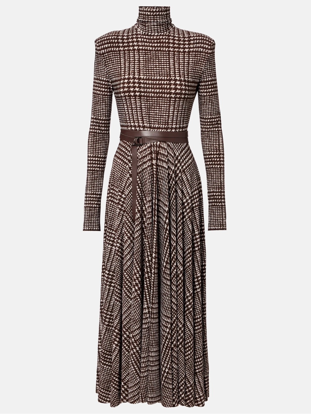 Norma Kamali Belter Houndstooth Turtleneck MIDI Dress